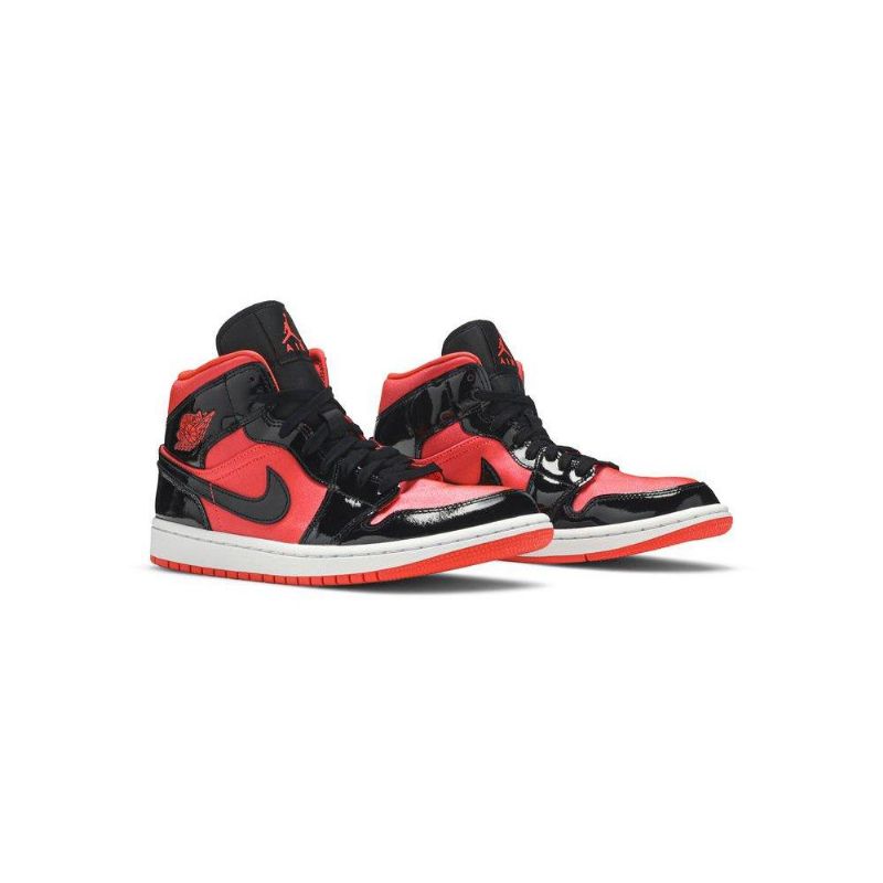 Air Jordan 1 Mid Rød Sort Sko Dame