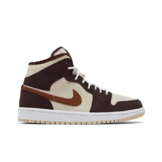 Air Jordan 1 Mid Se Beige Brun Sko Dame