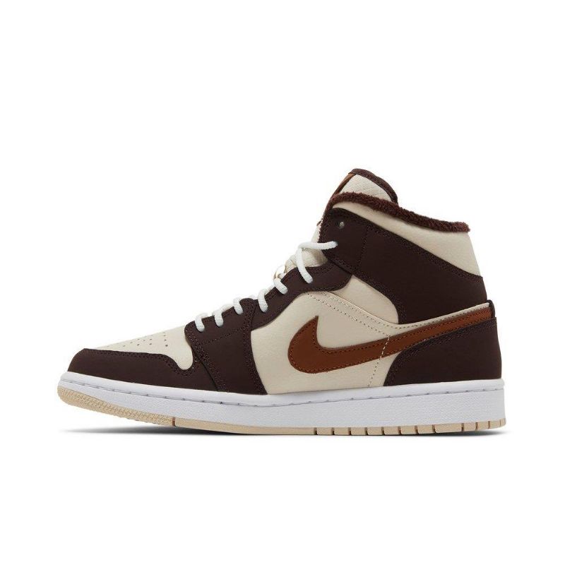 Air Jordan 1 Mid Se Beige Brun Sko Dame