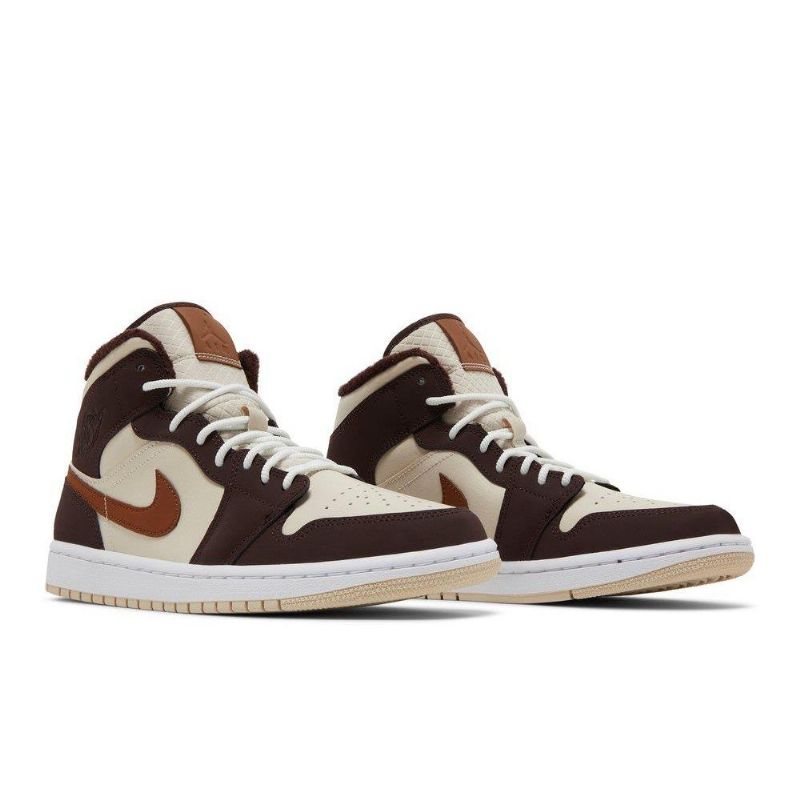 Air Jordan 1 Mid Se Beige Brun Sko Dame
