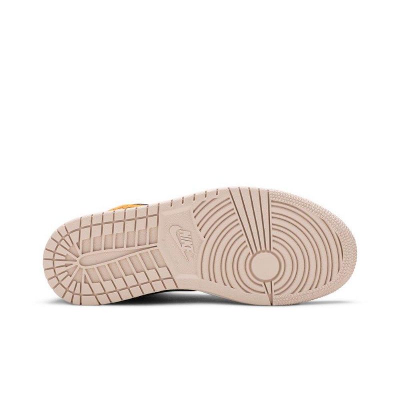 Air Jordan 1 Mid Se Beige Guld Sort Hvid Sko Dame