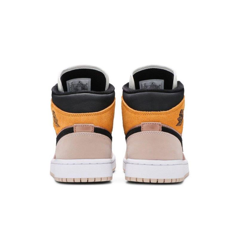 Air Jordan 1 Mid Se Beige Guld Sort Hvid Sko Dame