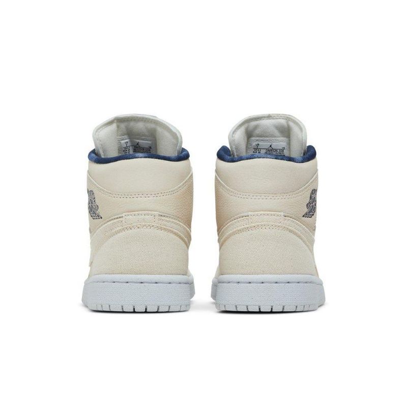Air Jordan 1 Mid Se Beige Marineblå Sko Dame