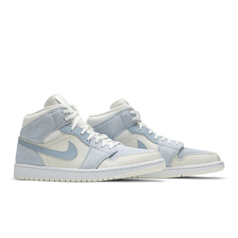 Air Jordan 1 Mid Se Blå Hvid Sko Herre