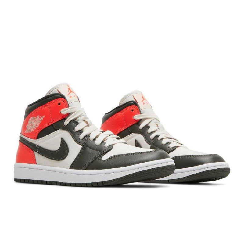 Air Jordan 1 Mid Se Brun Rød Hvid Sko Dame