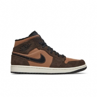 Air Jordan 1 Mid Se Brun Sort Sko Herre