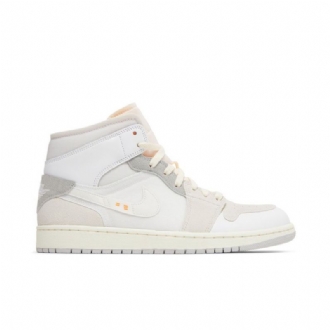 Air Jordan 1 Mid Se Craft Hvid Grå Lyserød Sko Herre