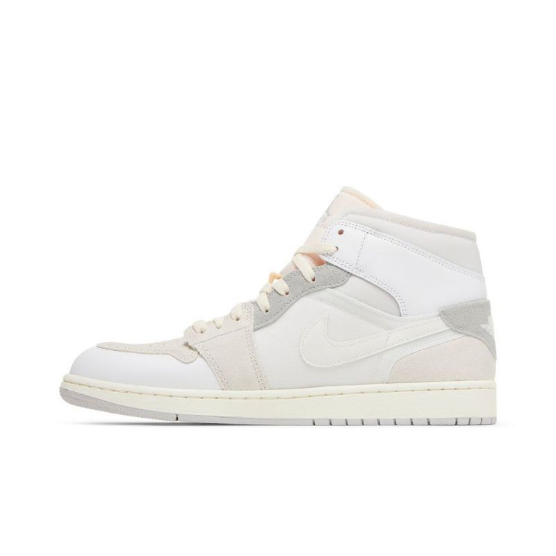 Air Jordan 1 Mid Se Craft Hvid Grå Lyserød Sko Herre