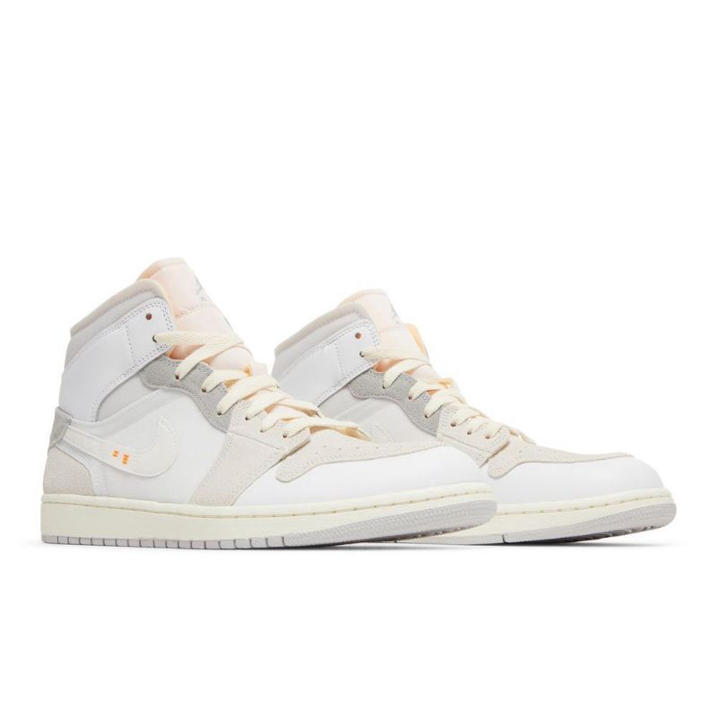 Air Jordan 1 Mid Se Craft Hvid Grå Lyserød Sko Herre
