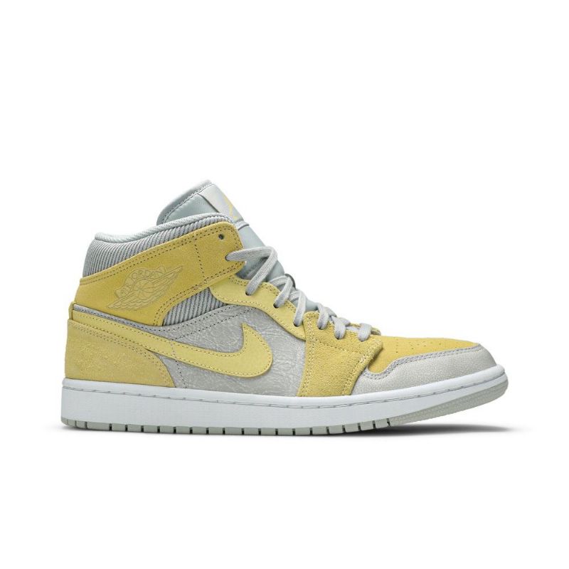 Air Jordan 1 Mid Se Grå Gul Sko Herre
