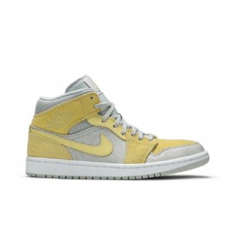 Air Jordan 1 Mid Se Grå Gul Sko Herre