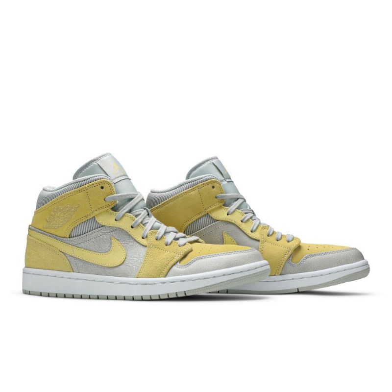 Air Jordan 1 Mid Se Grå Gul Sko Herre