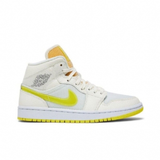 Air Jordan 1 Mid Se Gul Hvid Sko Dame