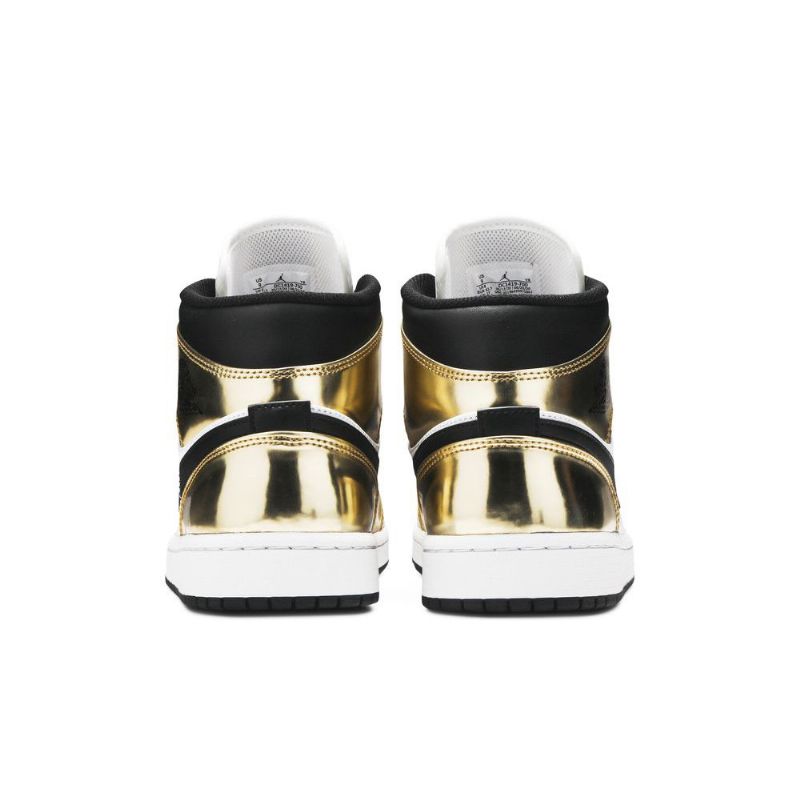 Air Jordan 1 Mid Se Guld Sort Hvid Sko Herre