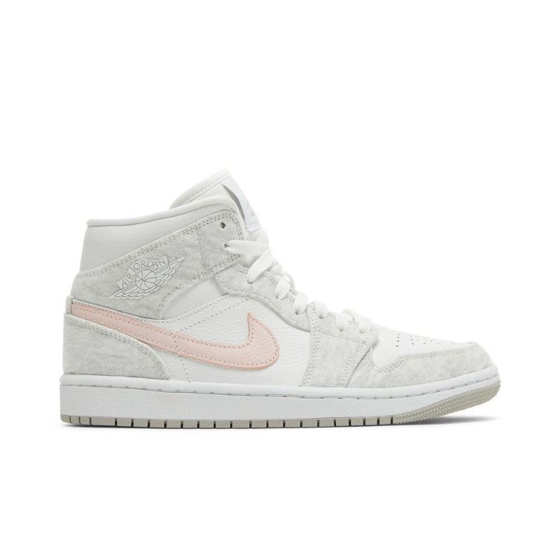 Air Jordan 1 Mid Se Hvid Grå Lyserød Sko Dame