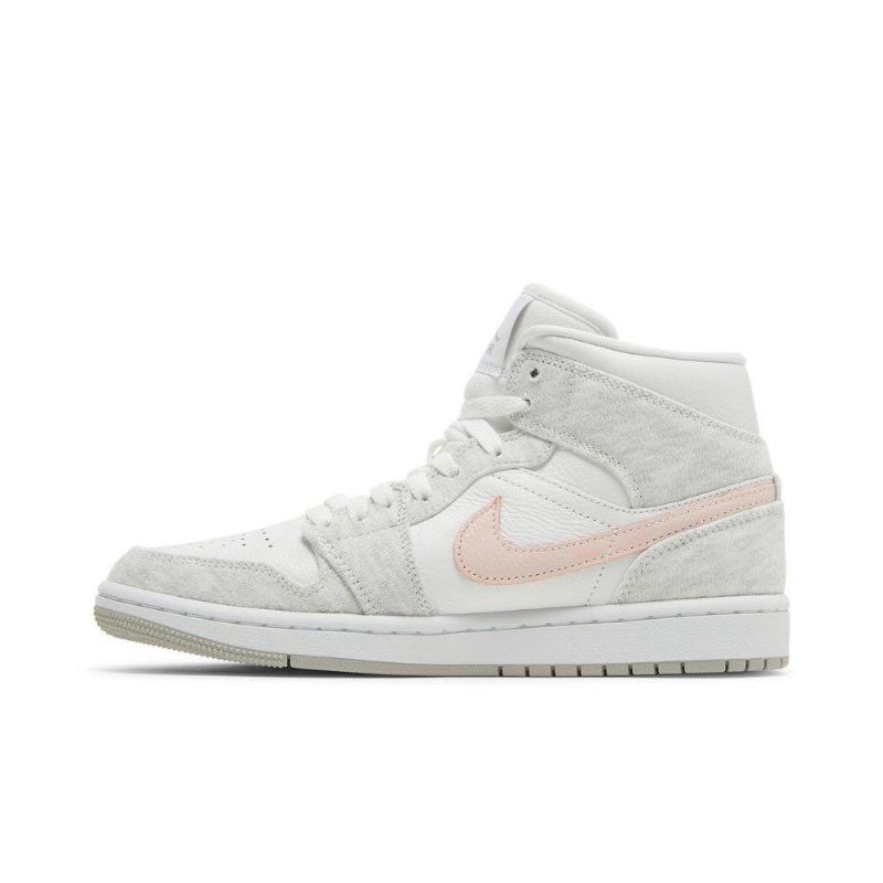 Air Jordan 1 Mid Se Hvid Grå Lyserød Sko Dame