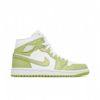 Air Jordan 1 Mid Se Hvid Grøn Sko Dame