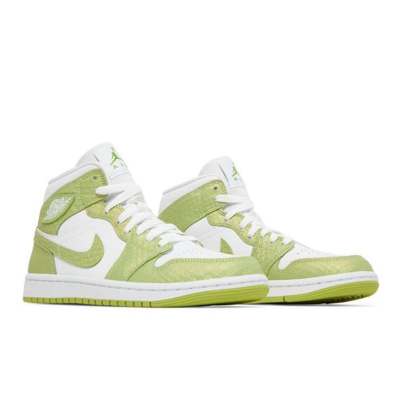 Air Jordan 1 Mid Se Hvid Grøn Sko Dame
