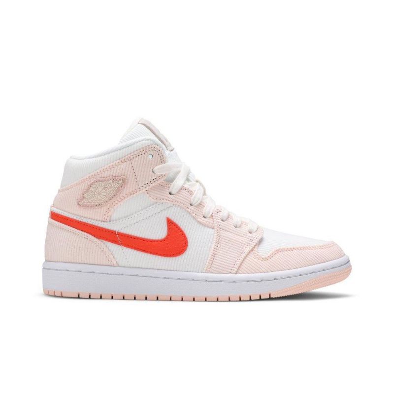 Air Jordan 1 Mid Se Hvid Lyserød Orange Sko Dame