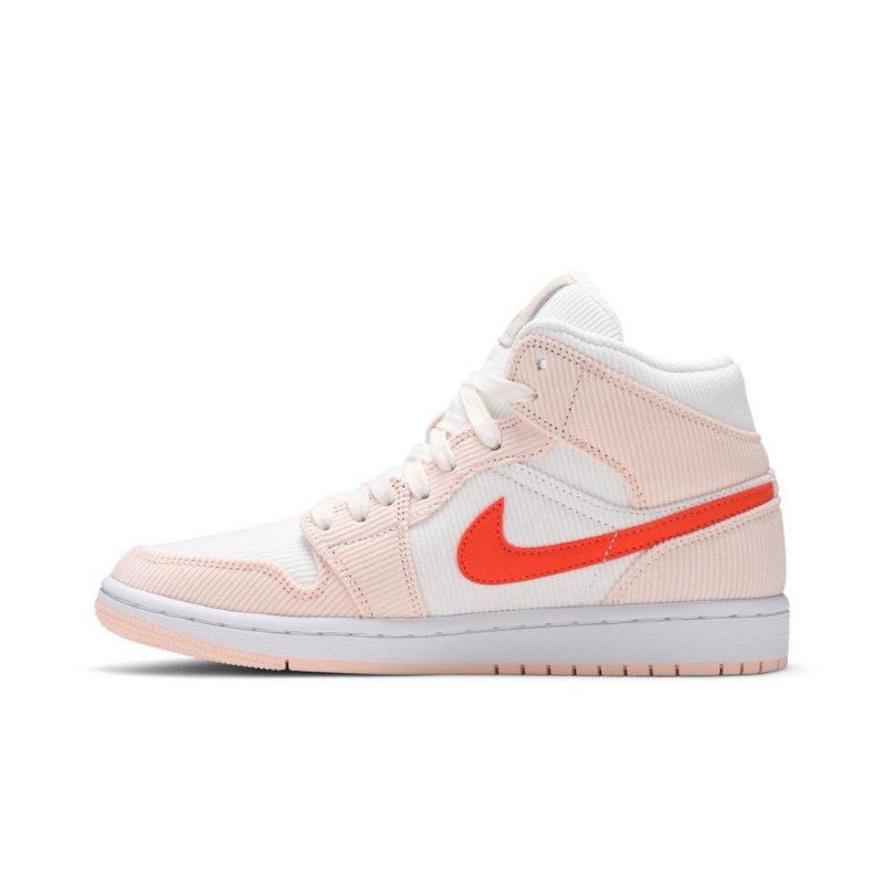 Air Jordan 1 Mid Se Hvid Lyserød Orange Sko Dame
