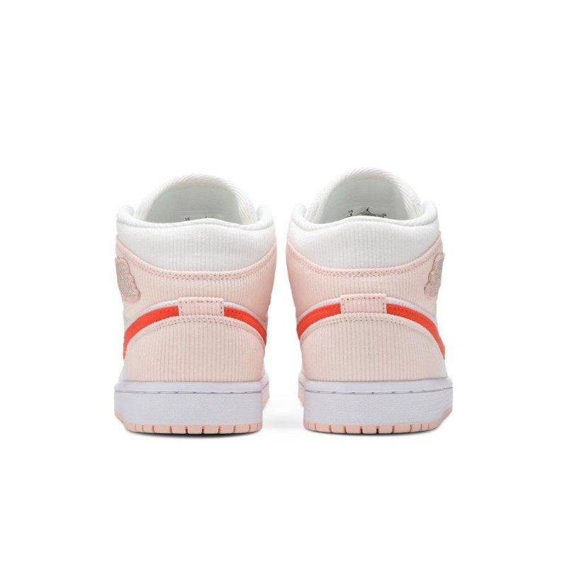 Air Jordan 1 Mid Se Hvid Lyserød Orange Sko Dame