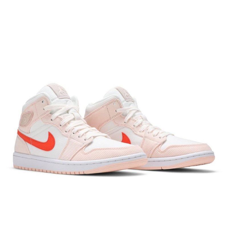 Air Jordan 1 Mid Se Hvid Lyserød Orange Sko Dame