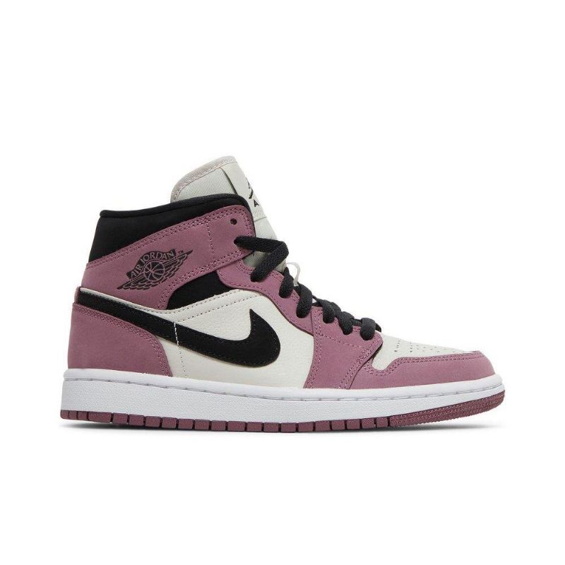 Air Jordan 1 Mid Se Hvid Lyserød Sort Sko Dame