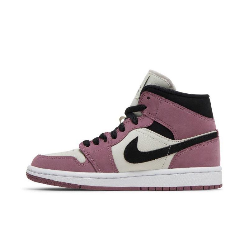 Air Jordan 1 Mid Se Hvid Lyserød Sort Sko Dame
