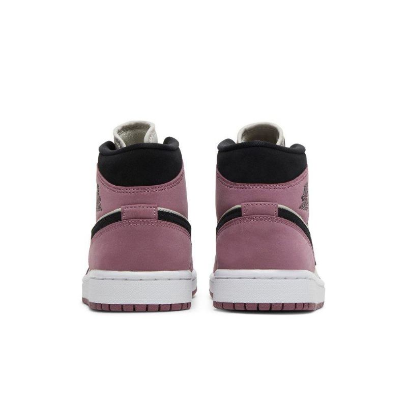 Air Jordan 1 Mid Se Hvid Lyserød Sort Sko Dame