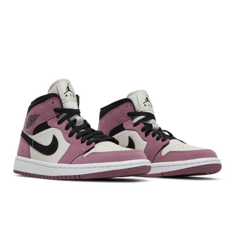 Air Jordan 1 Mid Se Hvid Lyserød Sort Sko Dame