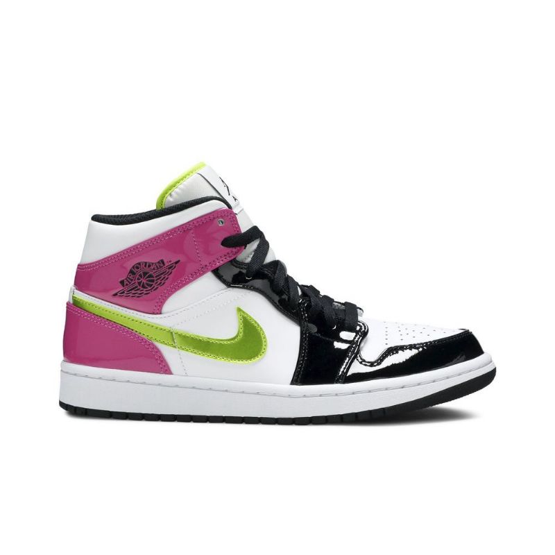 Air Jordan 1 Mid Se Hvid Lyserød Sort Sko Herre