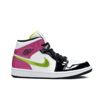 Air Jordan 1 Mid Se Hvid Lyserød Sort Sko Herre