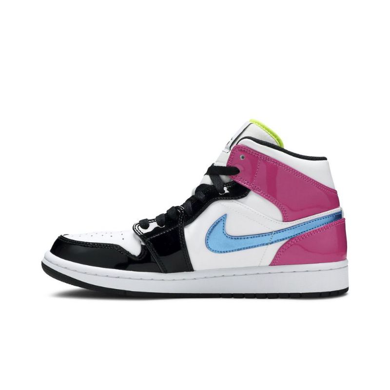 Air Jordan 1 Mid Se Hvid Lyserød Sort Sko Herre