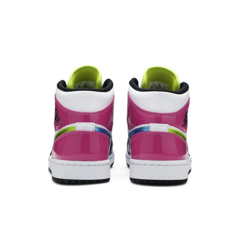 Air Jordan 1 Mid Se Hvid Lyserød Sort Sko Herre