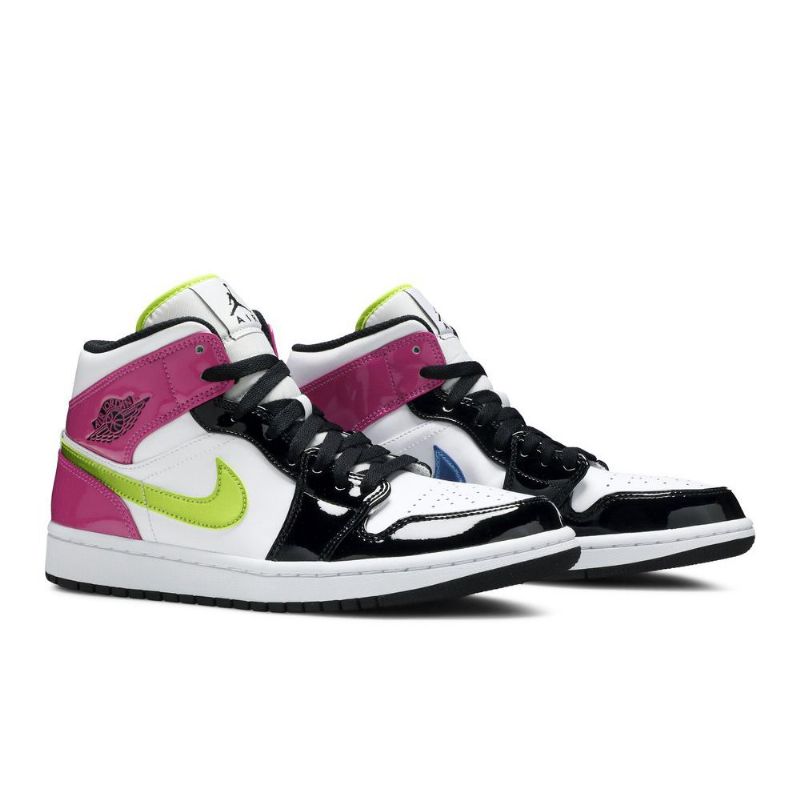 Air Jordan 1 Mid Se Hvid Lyserød Sort Sko Herre