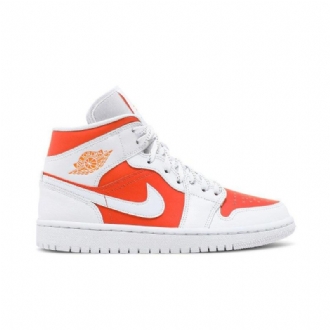 Air Jordan 1 Mid Se Hvid Orange Sko Dame