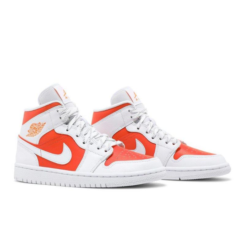 Air Jordan 1 Mid Se Hvid Orange Sko Dame