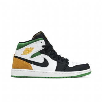 Air Jordan 1 Mid Se Hvid Orange Sort Grøn Sko Herre