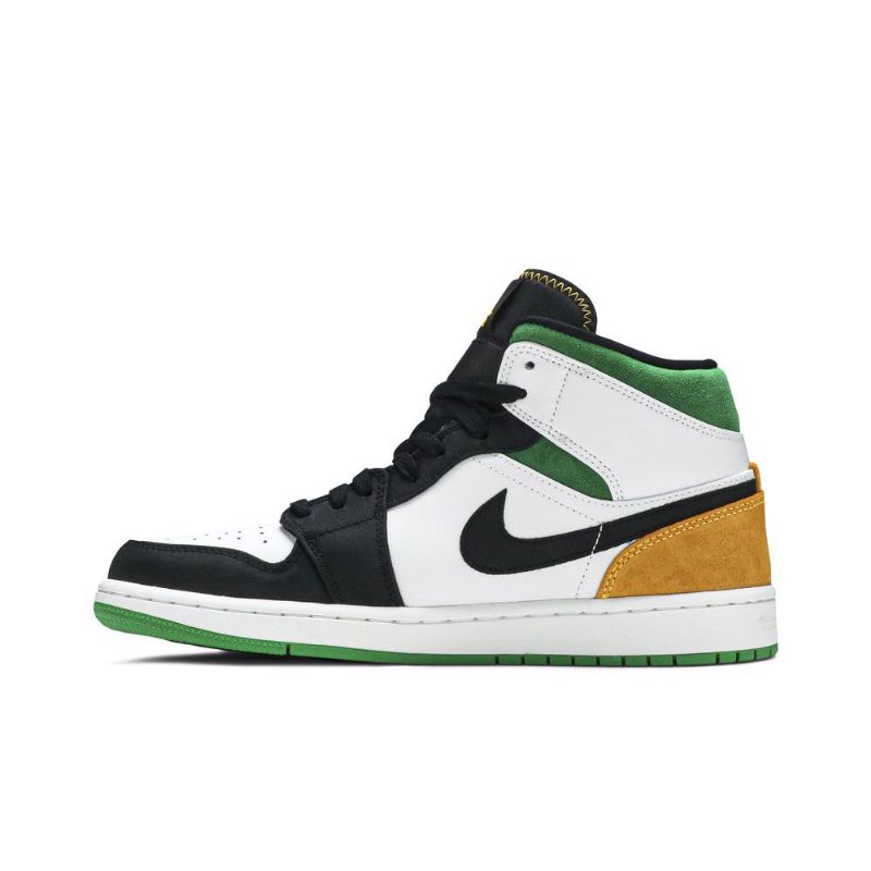 Air Jordan 1 Mid Se Hvid Orange Sort Grøn Sko Herre