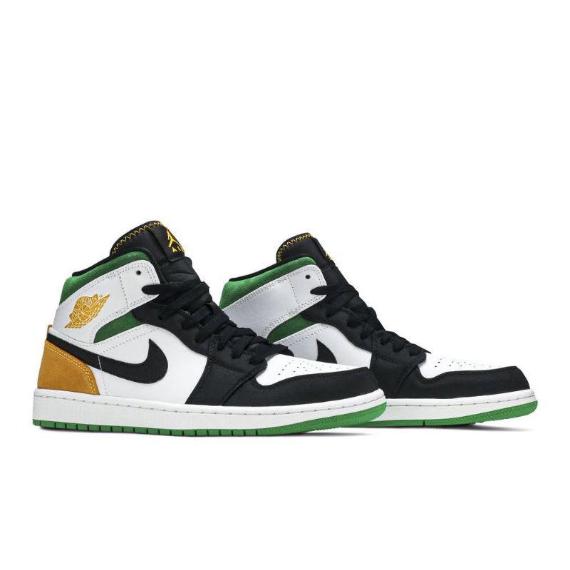Air Jordan 1 Mid Se Hvid Orange Sort Grøn Sko Herre