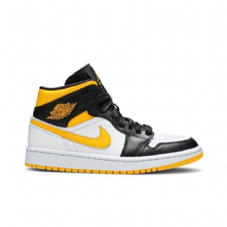 Air Jordan 1 Mid Se Hvid Orange Sort Sko Dame