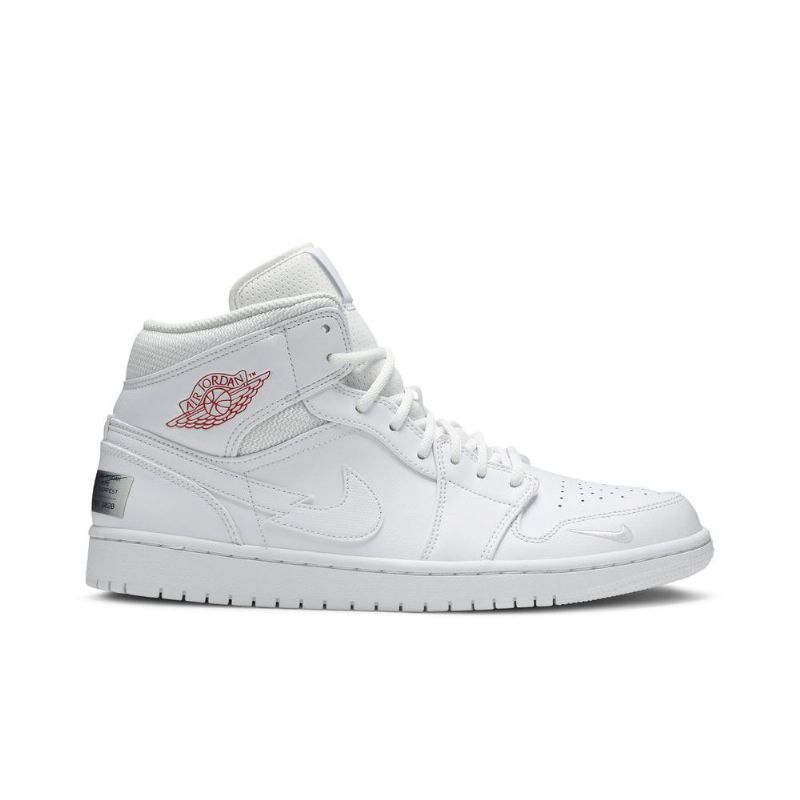 Air Jordan 1 Mid Se Hvid Rød Sko Herre
