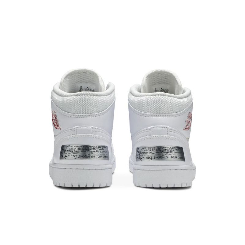 Air Jordan 1 Mid Se Hvid Rød Sko Herre