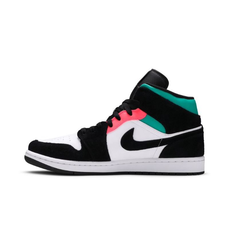 Air Jordan 1 Mid Se Hvid Sort Blå Lyserød Sko Herre
