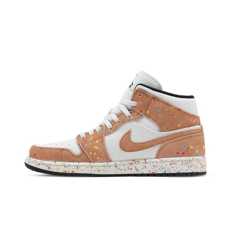 Air Jordan 1 Mid Se Hvid Sort Brun Sko Herre