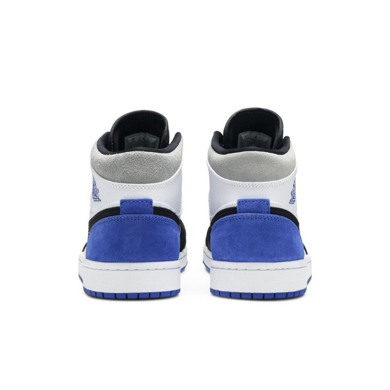 Air Jordan 1 Mid Se Hvid Sort Grå Blå Sko Herre