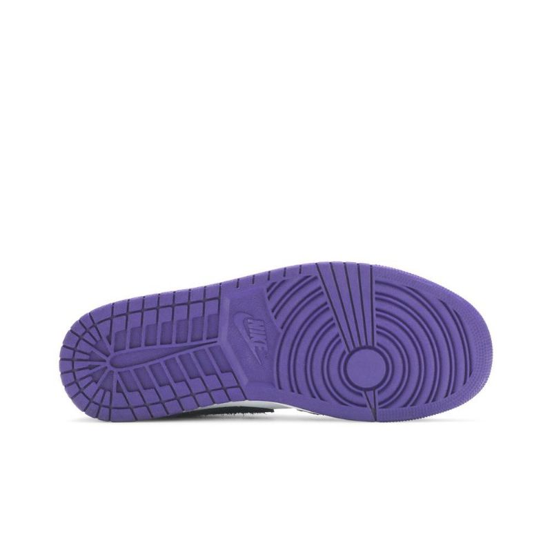 Air Jordan 1 Mid Se Hvid Sort Grå Lilla Sko Herre
