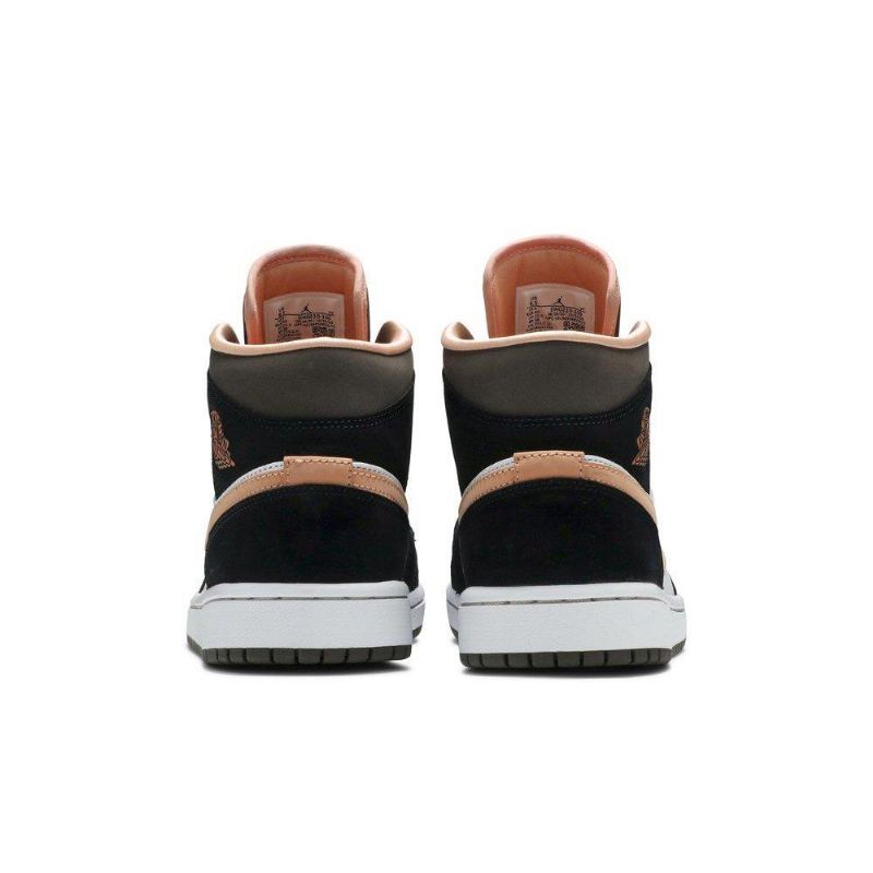 Air Jordan 1 Mid Se Hvid Sort Lyserød Sko Dame