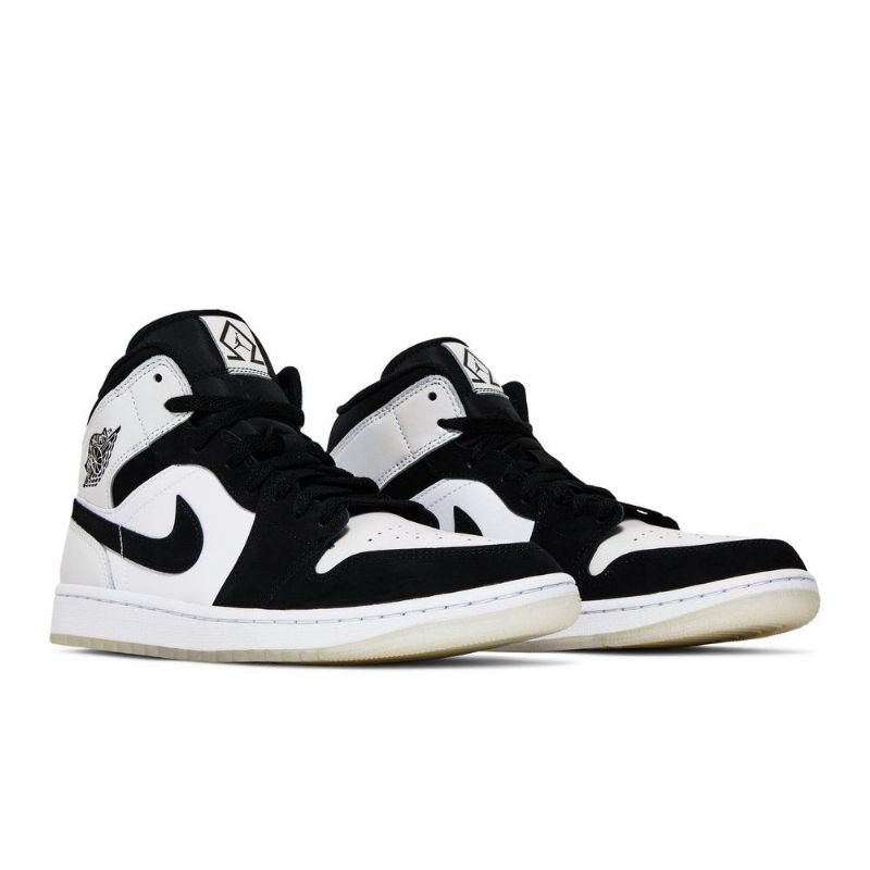 Air Jordan 1 Mid Se Hvid Sort Sko Herre