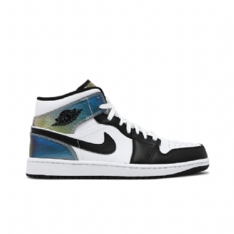 Air Jordan 1 Mid Se Hvid Sort Sko Herre